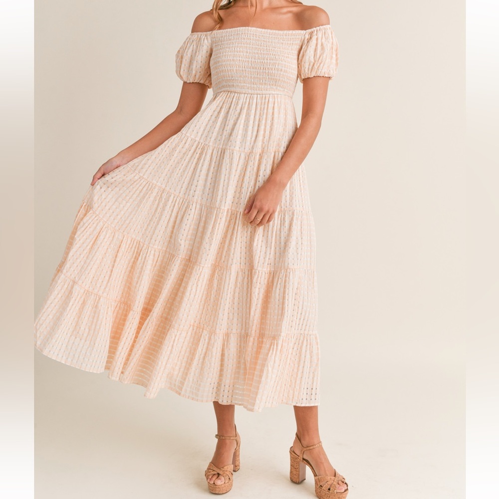 Grid pattern maxi dress